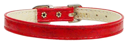 Faux Snake Skin 3-8" Plain Collar Red 16