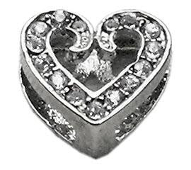 3-8" Slider Scripty Heart Charm Clear 3-8"