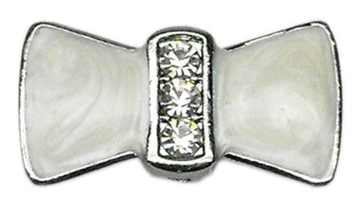 3-8" Enamel Bow Charm White 3-8" (10mm)