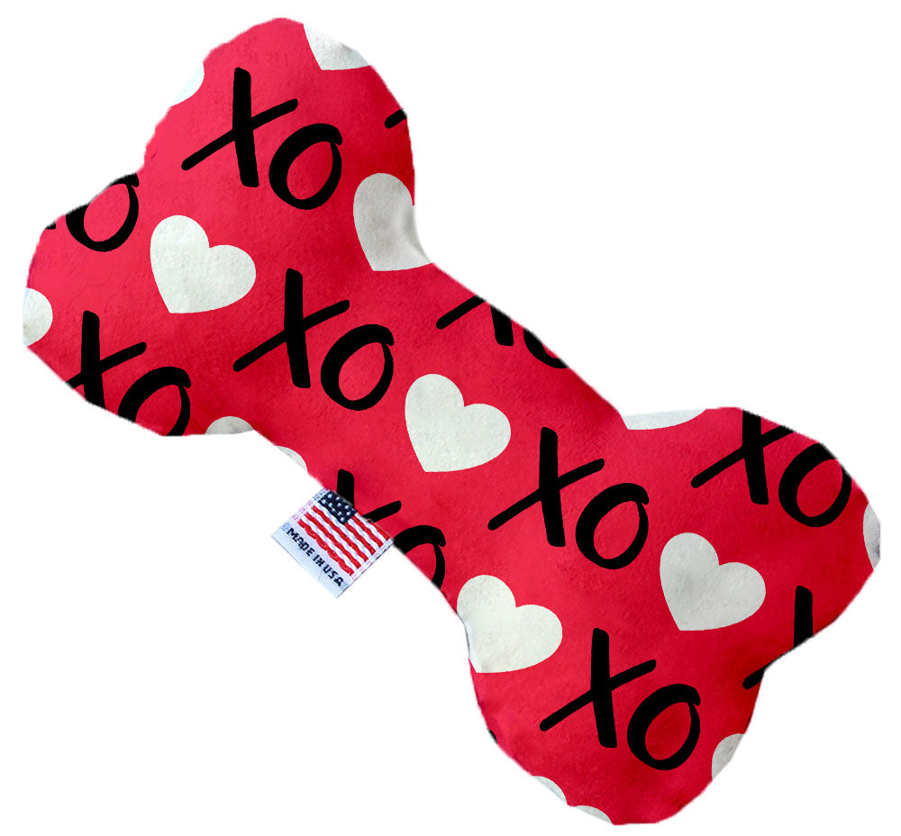 Red Xoxo 10 Inch Canvas Bone Dog Toy