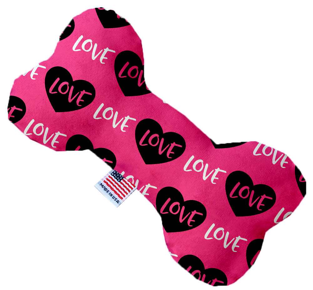 Pink Love 10 Inch Canvas Bone Dog Toy