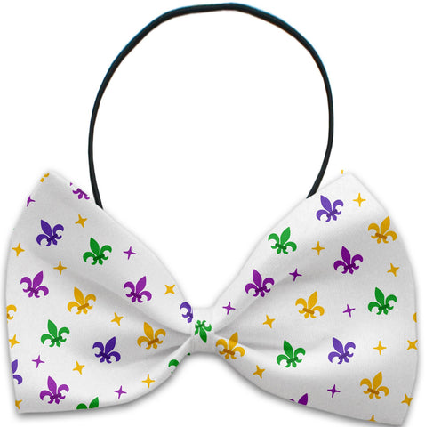 Confetti Fleur De Lis Mardi Gras Pet Bow Tie