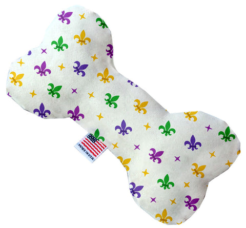 Confetti Fleur De Lis Mardi Gras 10 Inch Canvas Bone Dog Toy