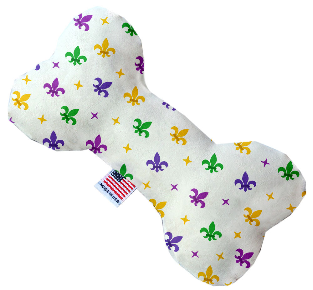 Confetti Fleur De Lis Mardi Gras 6 Inch Canvas Bone Dog Toy