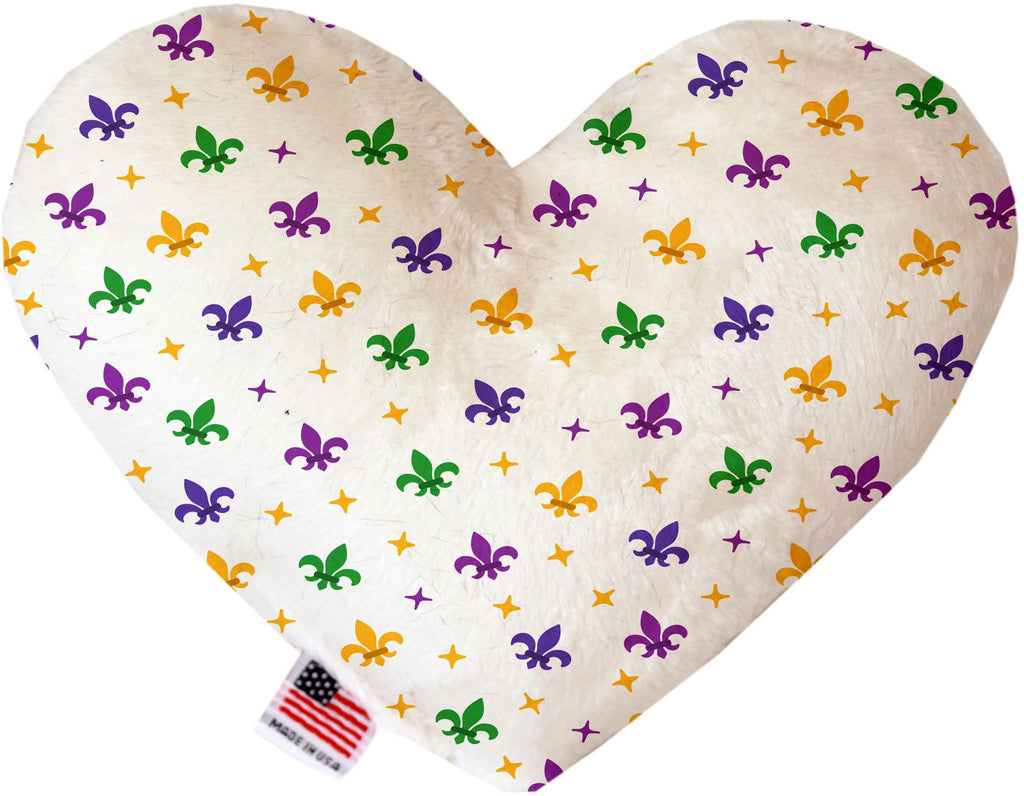 Confetti Fleur De Lis Mardi Gras 6 Inch Heart Dog Toy