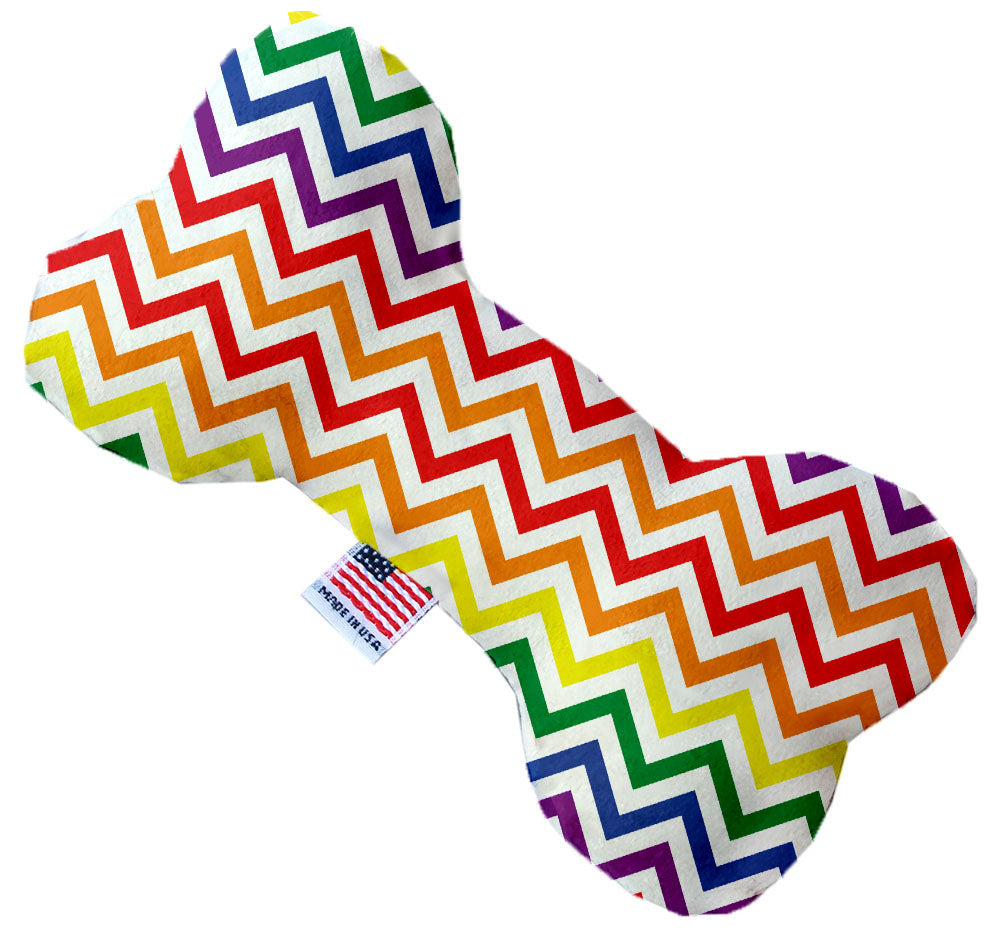 Rainbow Chevron 10 Inch Canvas Bone Dog Toy