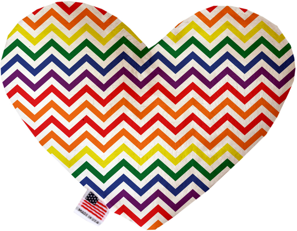 Rainbow Chevron 6 Inch Canvas Heart Dog Toy