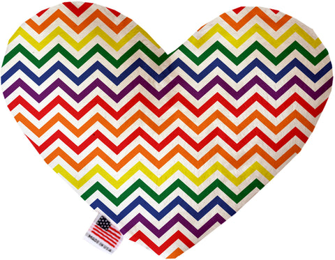 Rainbow Chevron 6 Inch Canvas Heart Dog Toy