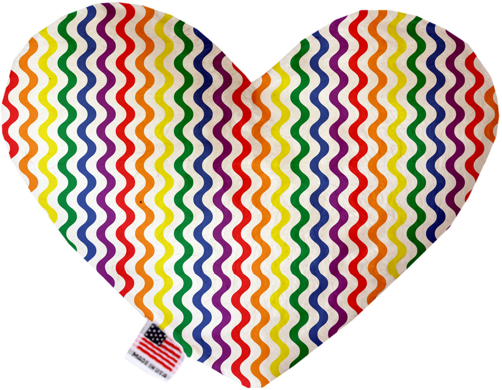 Rainbow Fun Stripes 6 Inch Canvas Heart Dog Toy