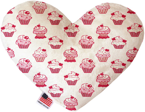 Pink Whimsy Cupcakes 6 Inch Canvas Heart Dog Toy