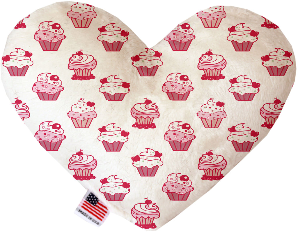 Pink Whimsy Cupcakes 8 Inch Canvas Heart Dog Toy