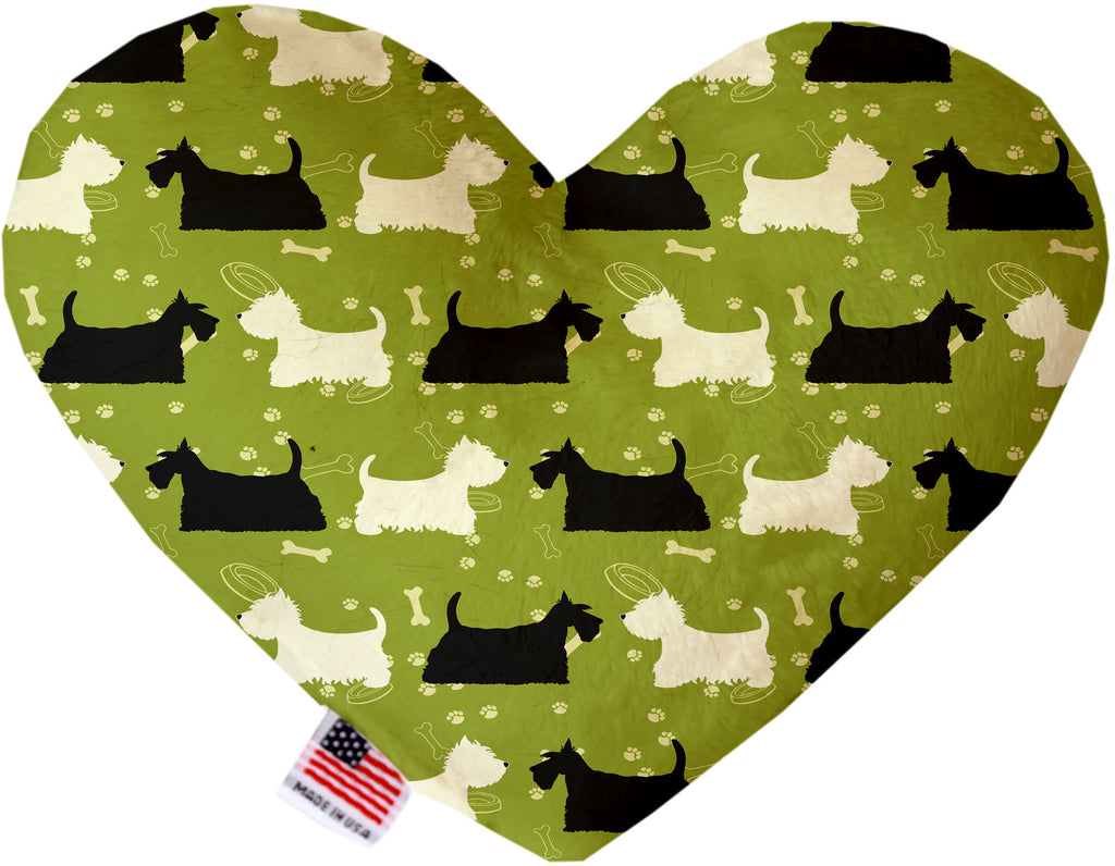 Scottie And Westie 6 Inch Canvas Heart Dog Toy