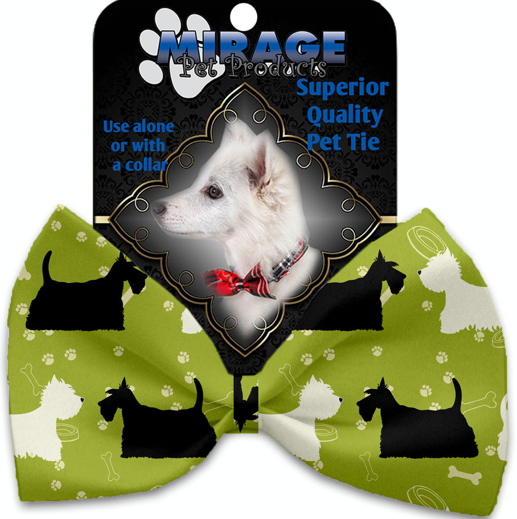 Scottie And Westie Pet Bow Tie Collar Accessory With Velcro