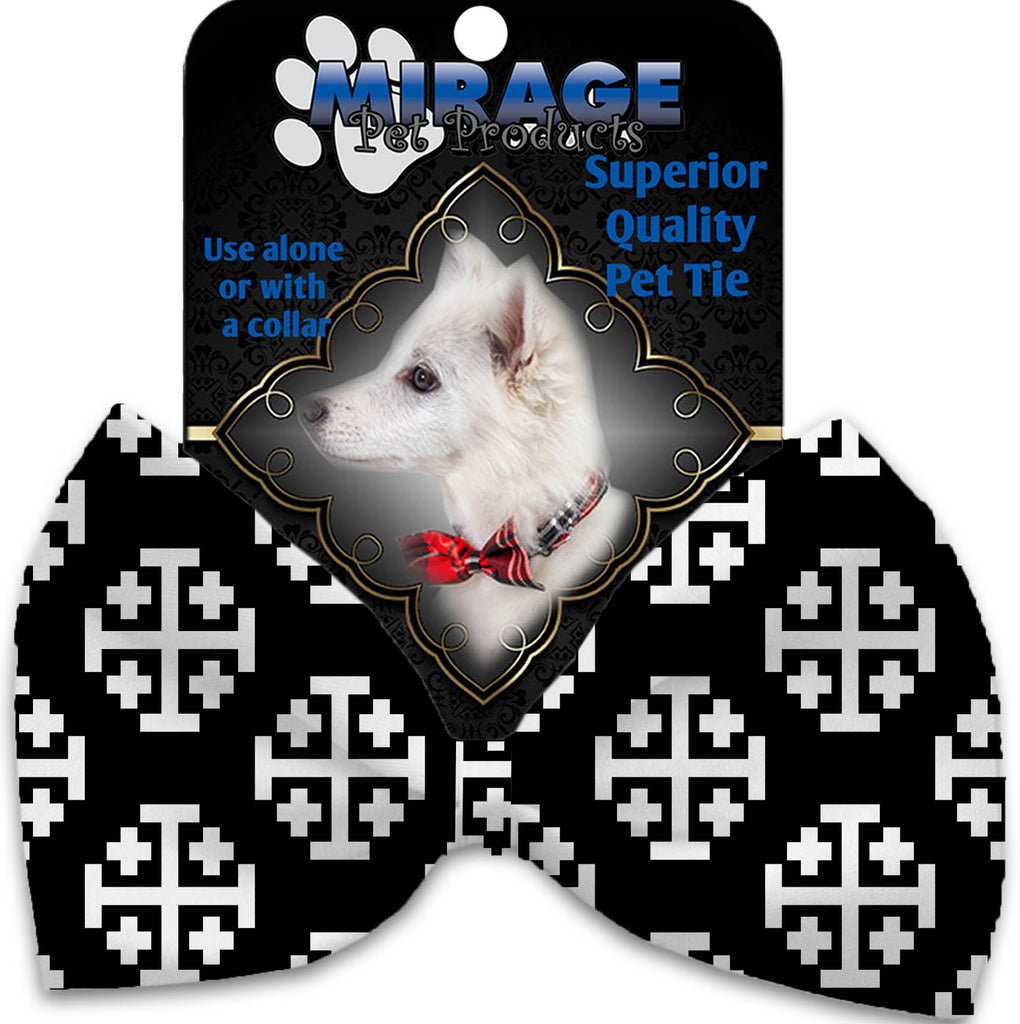 Jerusalem Cross Pet Bow Tie Collar Accessory With Velcro