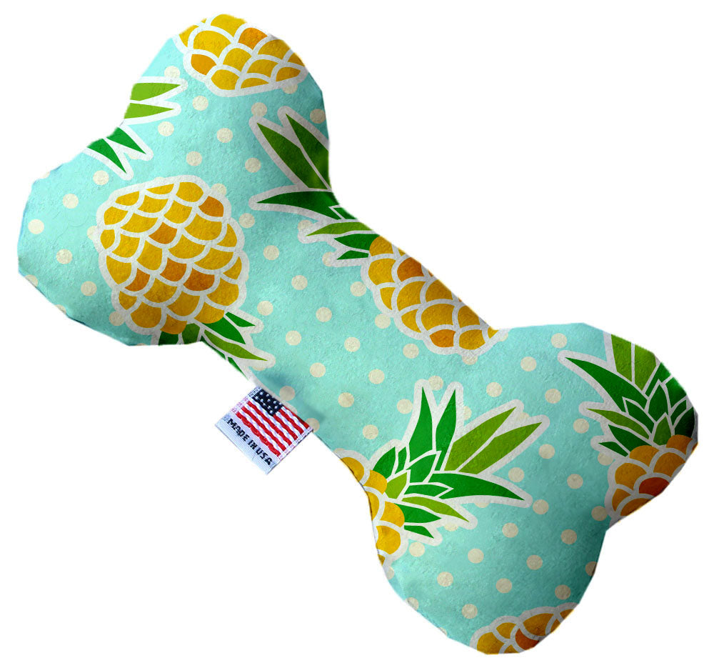 Pineapples And Polka Dots 10 Inch Canvas Bone Dog Toy