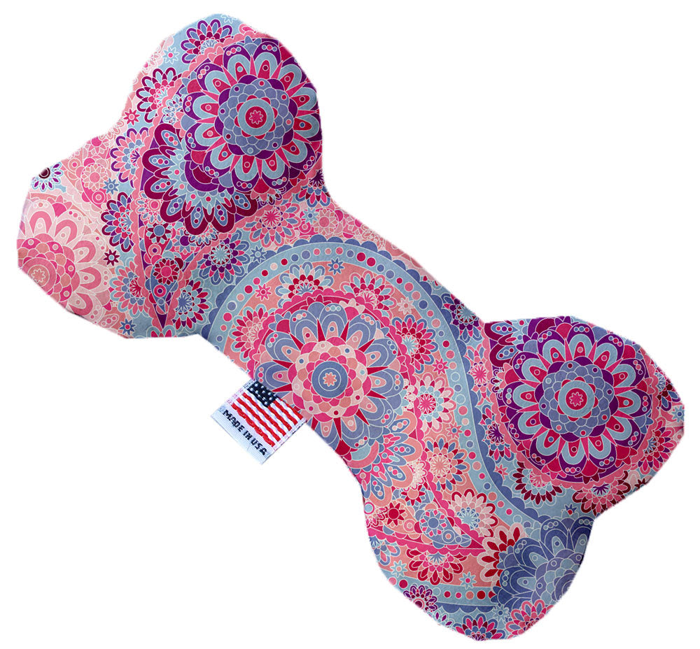 Pink Bohemian 6 Inch Canvas Bone Dog Toy