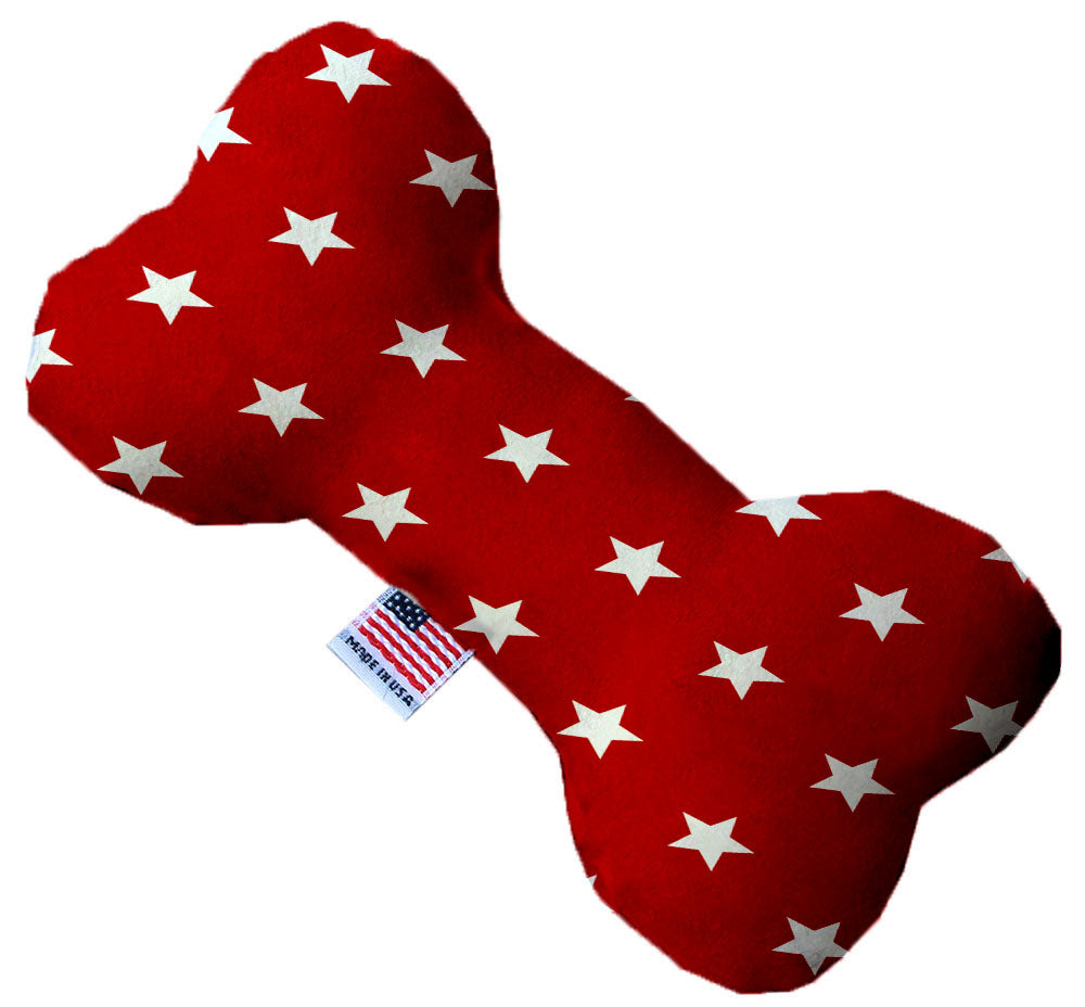 Red Stars 10 Inch Canvas Bone Dog Toy