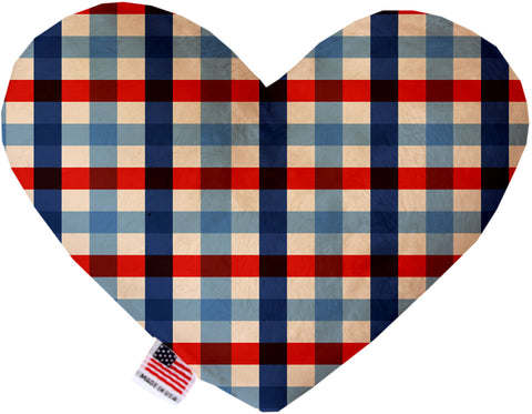 Patriotic Plaid 6 Inch Canvas Heart Dog Toy