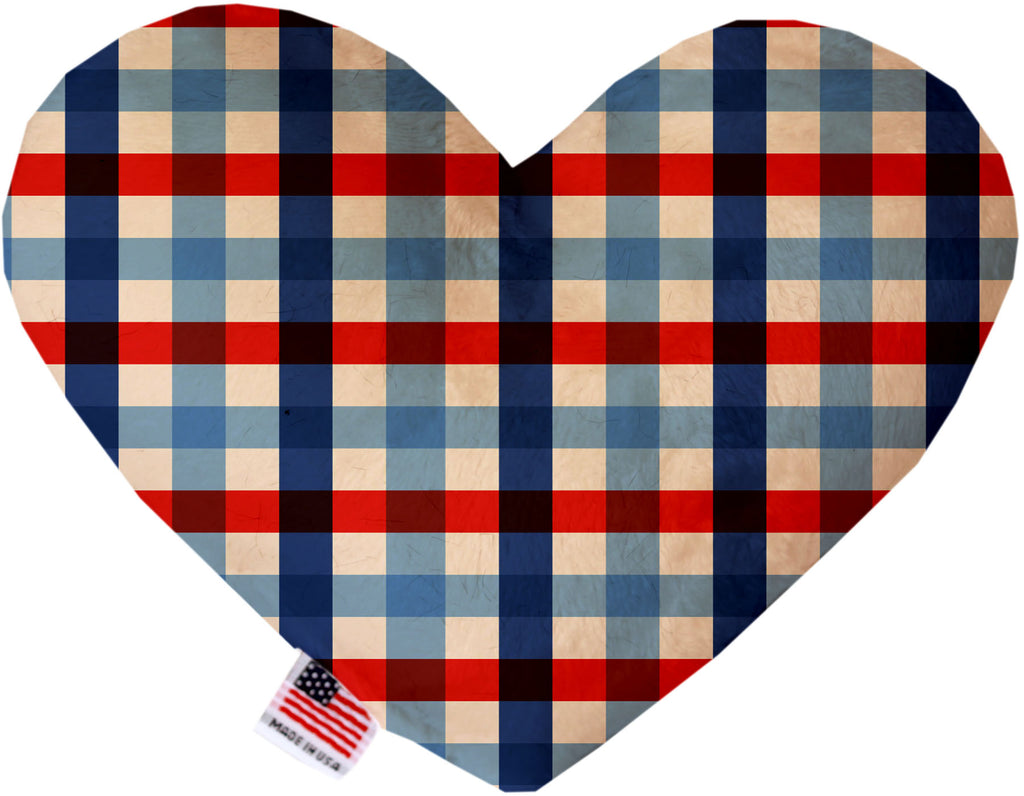 Patriotic Plaid 8 Inch Canvas Heart Dog Toy