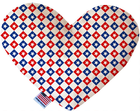 Patriotic Checkered Stars 6 Inch Canvas Heart Dog Toy