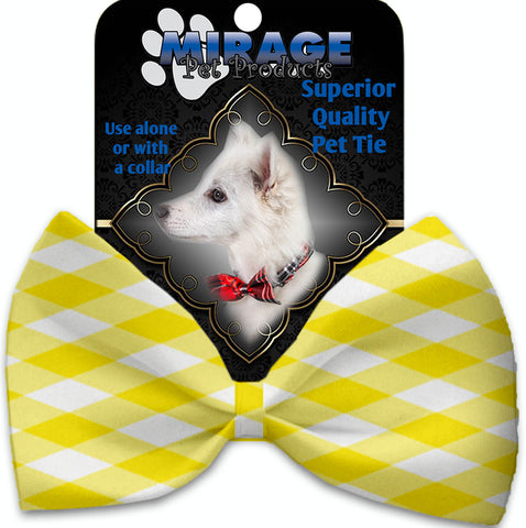 Yellow Plaid Pet Bow Tie Collar Accessory With Velcro