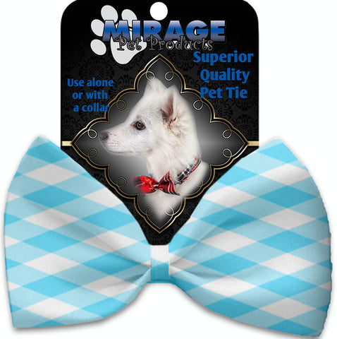 Baby Blue Plaid Pet Bow Tie