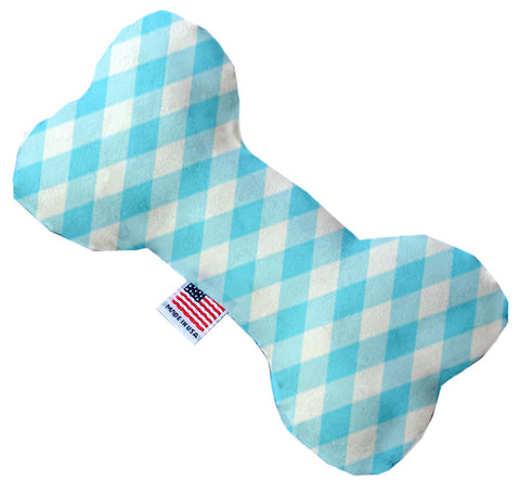 Baby Blue Plaid 10 Inch Canvas Bone Dog Toy