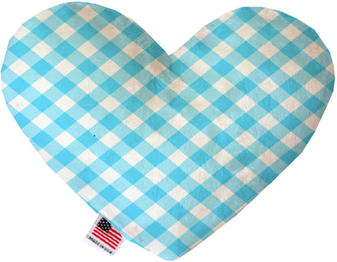 Baby Blue Plaid 6 Inch Canvas Heart Dog Toy