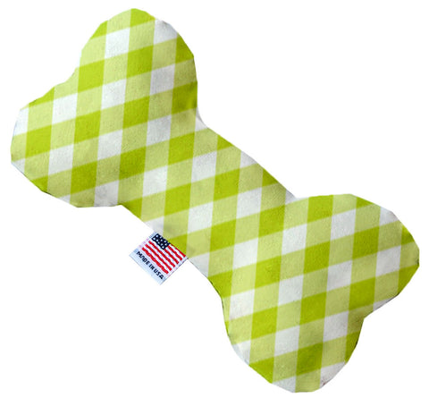 Lime Green Plaid 6 Inch Canvas Bone Dog Toy