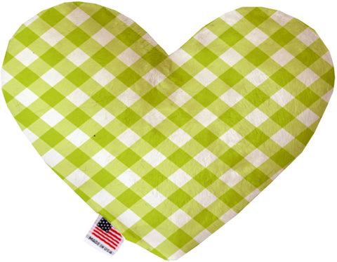 Lime Green Plaid 6 Inch Canvas Heart Dog Toy