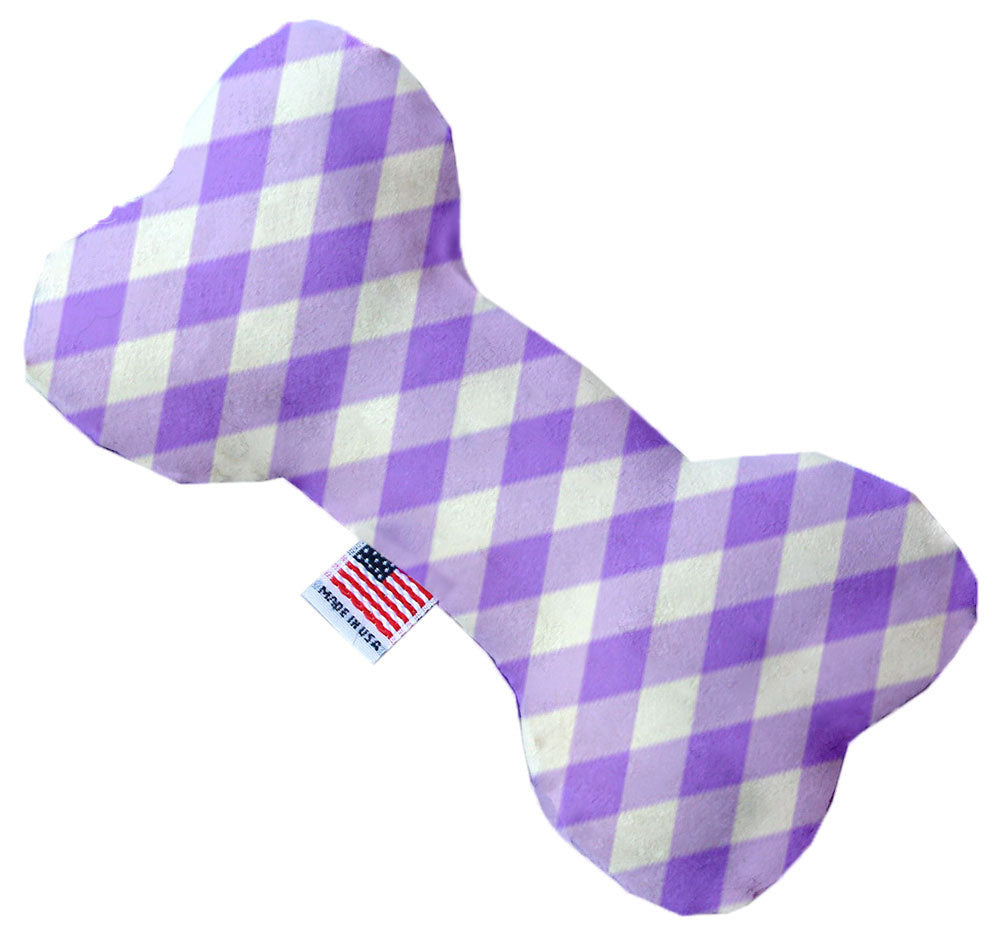 Purple Plaid 8 Inch Canvas Bone Dog Toy