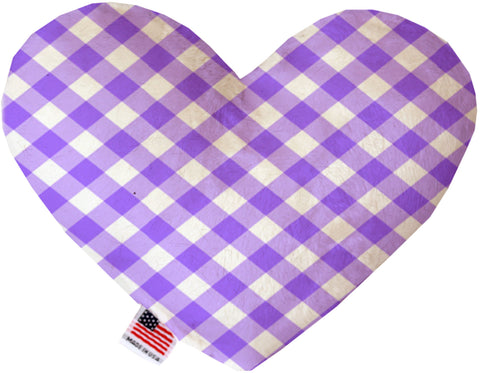 Purple Plaid 6 Inch Canvas Heart Dog Toy