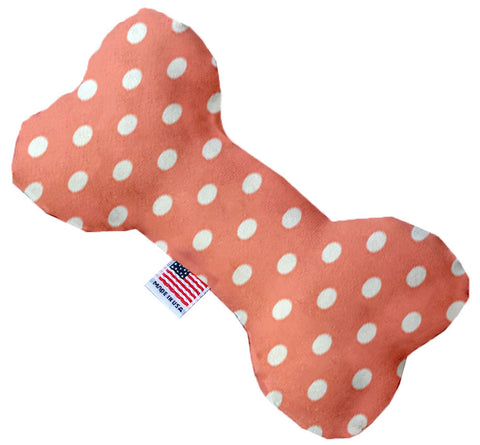 Peach Polka Dots 10 Inch Canvas Bone Dog Toy