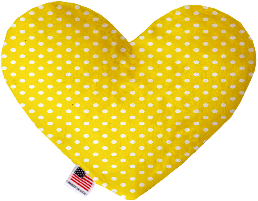 Yellow Polka Dots 6 Inch Canvas Heart Dog Toy