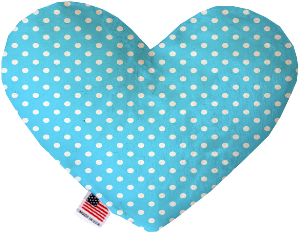 Aqua Polka Dots 6 Inch Canvas Heart Dog Toy