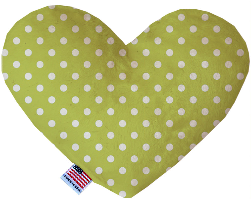 Lime Green Polka Dots 6 Inch Canvas Heart Dog Toy