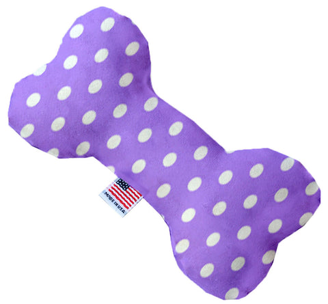 Purple Polka Dots 10 Inch Canvas Bone Dog Toy