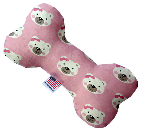 Pink Bears And Bows 10 Inch Canvas Bone Dog Toy