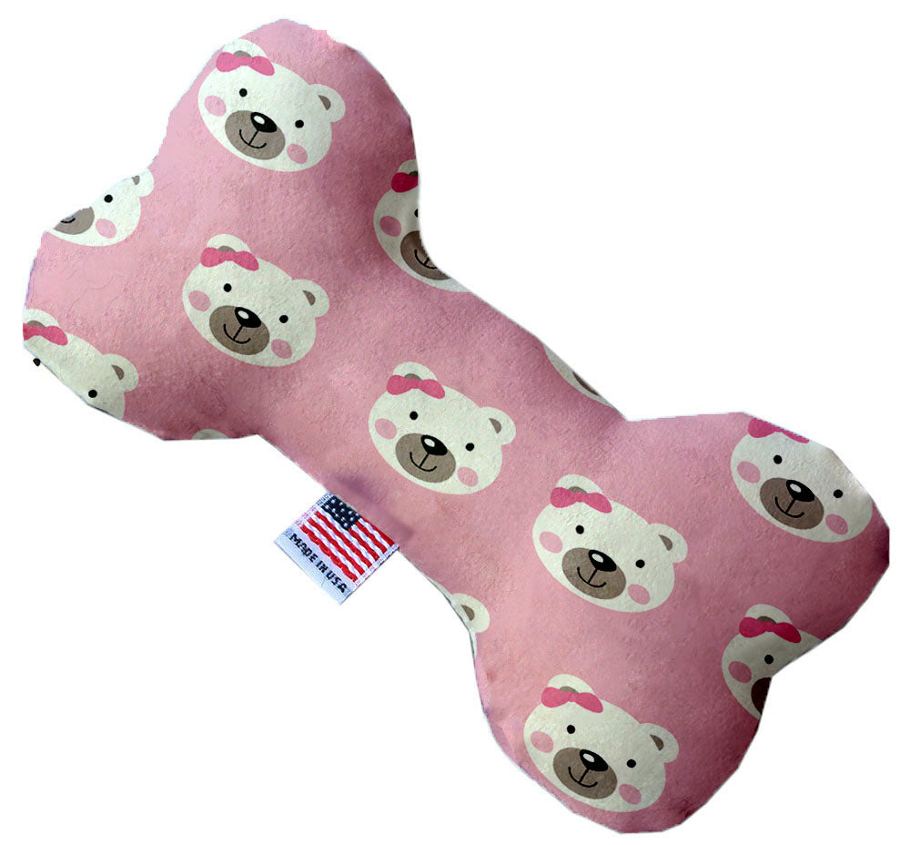 Pink Bears And Bows 8 Inch Canvas Bone Dog Toy