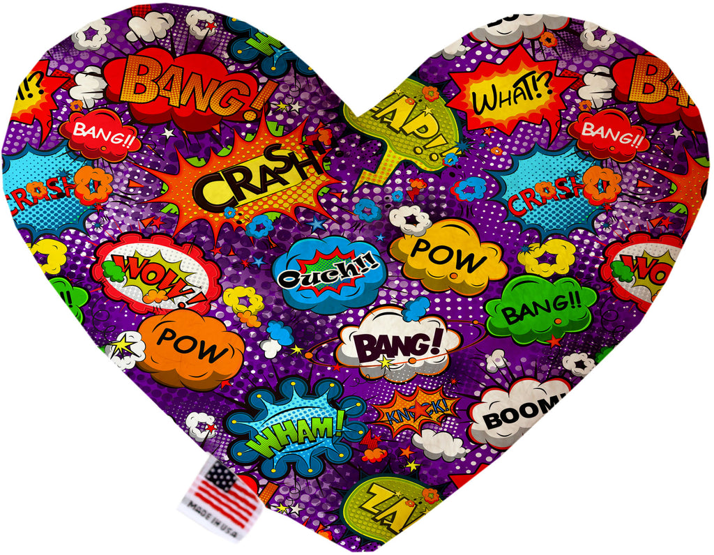 Purple Comic Sound Effects 6 Inch Canvas Heart Dog Toy