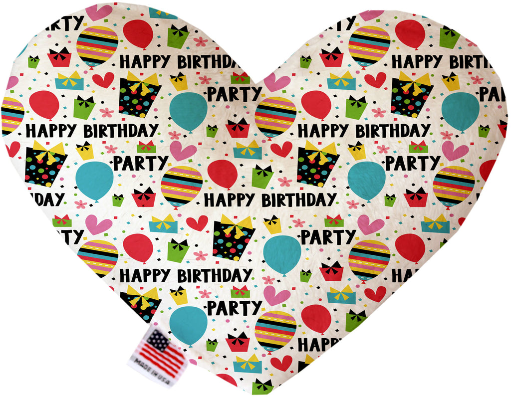 Happy Birthday 6 Inch Canvas Heart Dog Toy