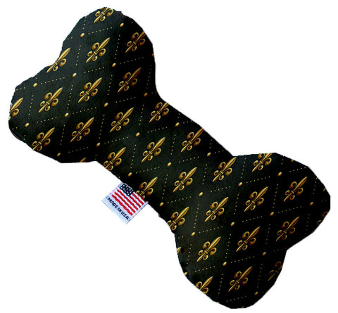 Black And Gold Fleur De Lis 10 Inch Canvas Bone Dog Toy