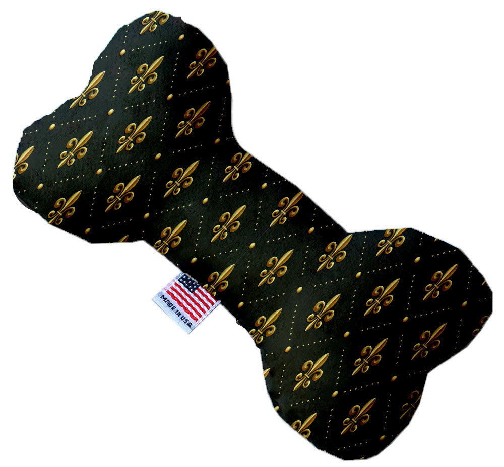 Black And Gold Fleur De Lis 6 Inch Canvas Bone Dog Toy