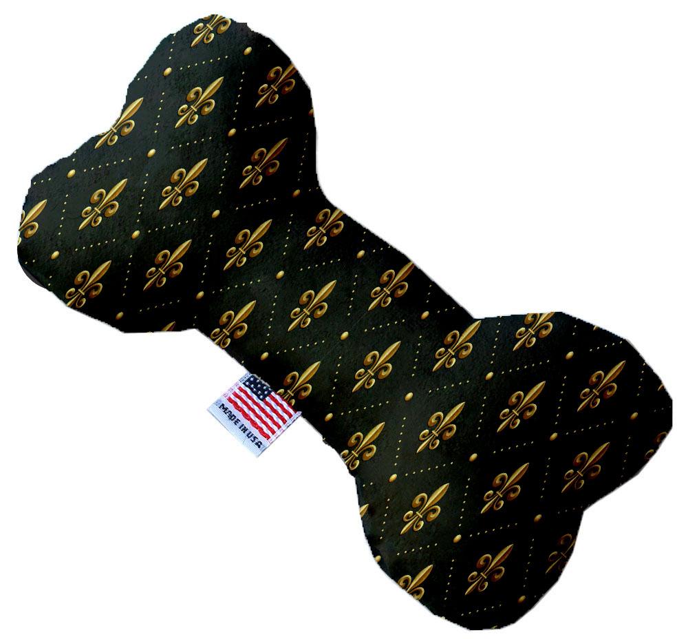 Black And Gold Fleur De Lis 10 Inch Bone Dog Toy