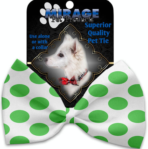 White And Green Dotted Pet Bow Tie