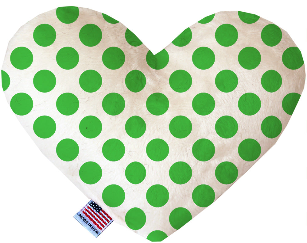 White And Green Dotted 6 Inch Canvas Heart Dog Toy