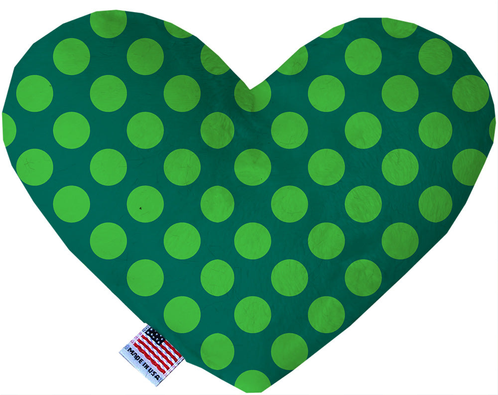 Green On Green Dots 8 Inch Canvas Heart Dog Toy