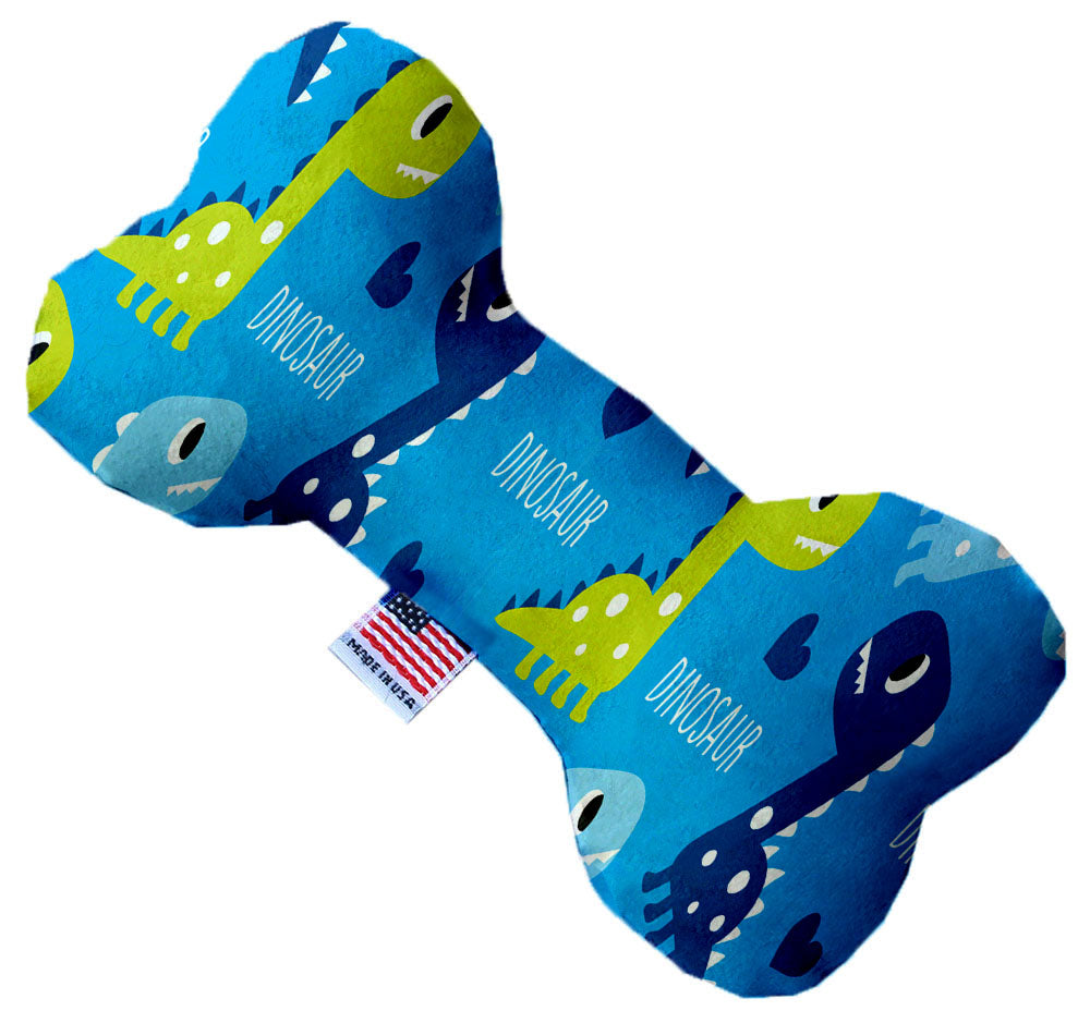 Blue Dinosaurs 10 Inch Canvas Bone Dog Toy