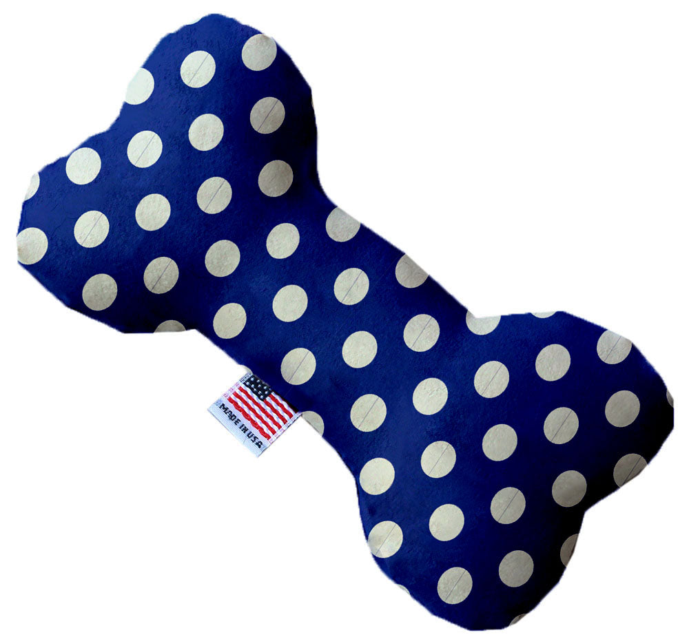 Bright Blue Swiss Dots 6 Inch Canvas Bone Dog Toy