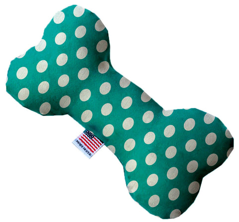 Seafoam Green Swiss Dots 10 Inch Canvas Bone Dog Toy